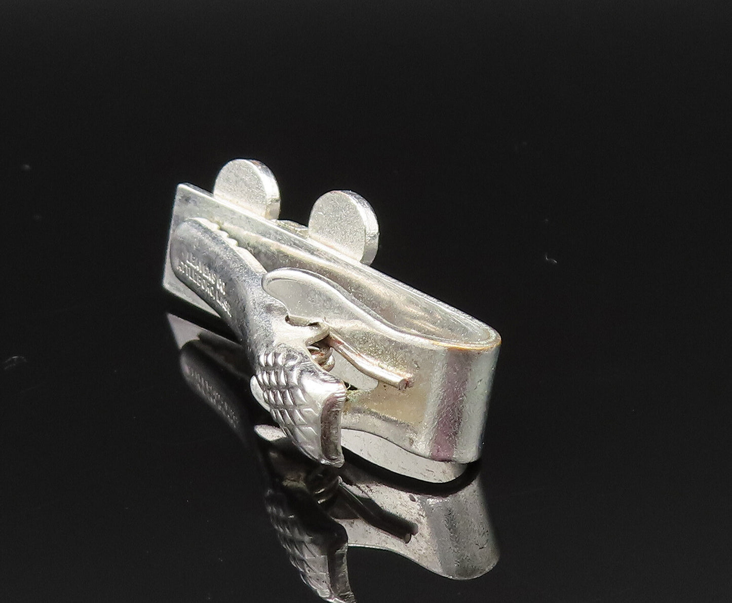 925 Sterling Silver  Vintage Blue Enamel Old Motion Film Tie Clip  TR3341