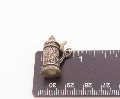 925 Sterling Silver  Vintage German Style Beer Mug Pendant (OPENS)  PT19086