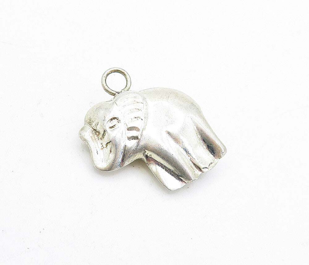925 Sterling Silver  Vintage Shiny Petite Hollow Elephant Drop Pendant  PT3337