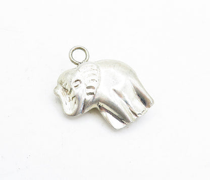 925 Sterling Silver  Vintage Shiny Petite Hollow Elephant Drop Pendant  PT3337