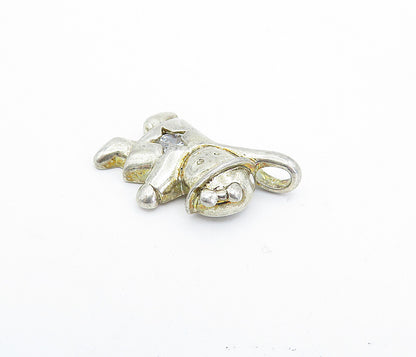 925 Sterling Silver  Vintage Cubic Zirconia Hand Raised Figure Pendant  PT2688