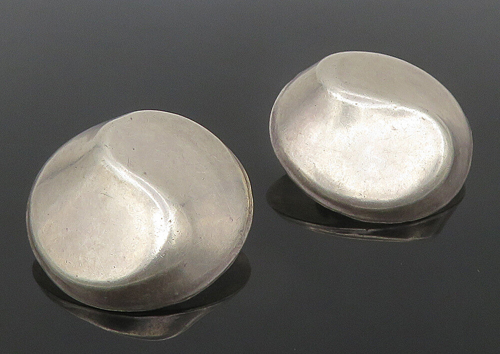 925 Sterling Silver  Vintage Hollow Swirl Dome Non Pierce Earrings  EG5519