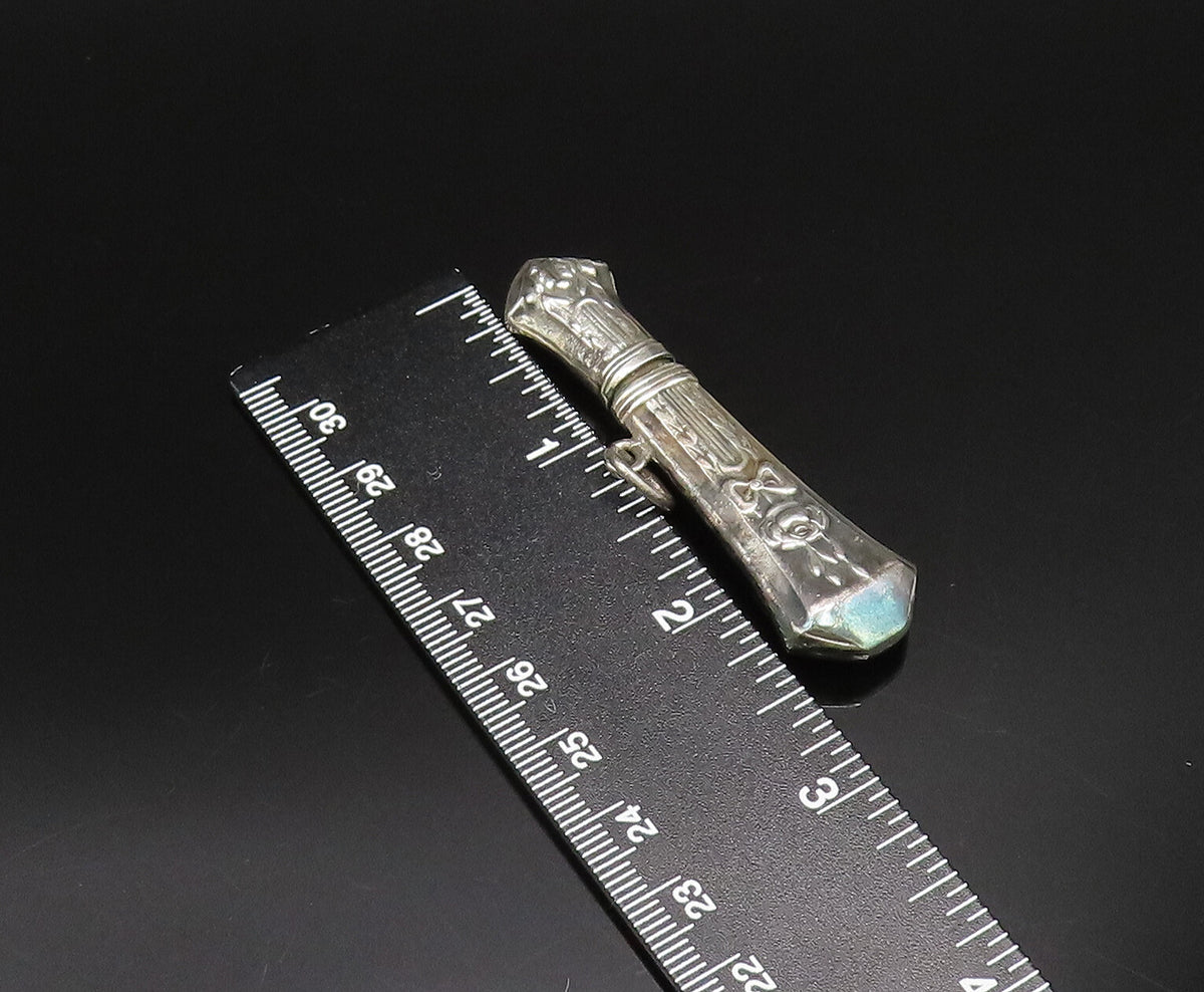 925 Silver  Vintage Carved Bow Tie Pointed Linear Pendant (OPENS)  PT21602