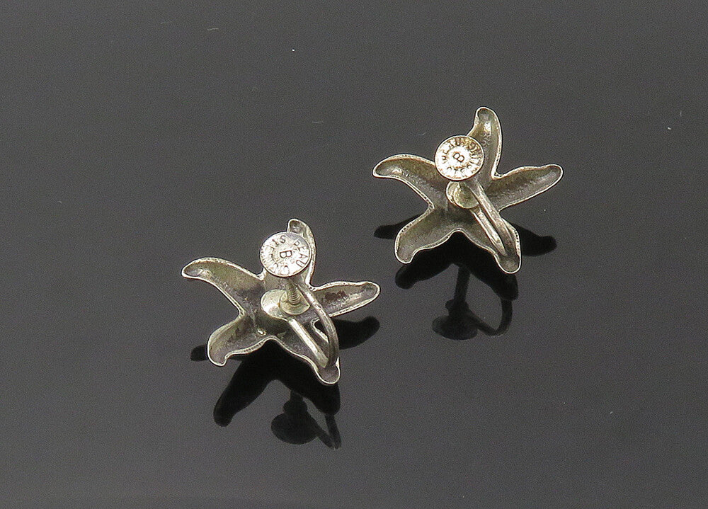 BEAU 925 Sterling Silver  Vintage Starfish Motif Non Pierce Earrings  EG10732