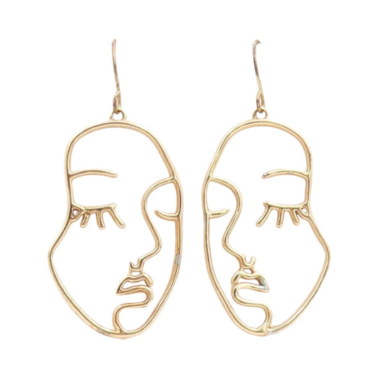 925 Sterling Silver Vintage Earrings Gold Plated 2 Sided Male Female  EG13614