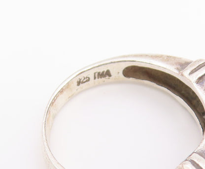 925 Sterling Silver Vintage Ring Classic Floral Scroll Motif Band  Sz 5  RG36652