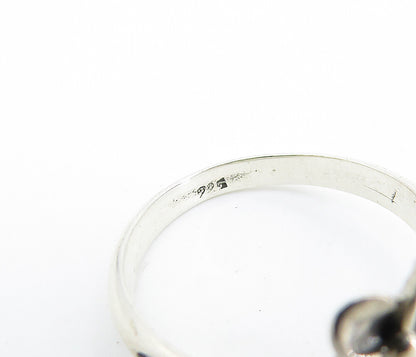 925 Sterling Silver Flower Motif Pointed Shiny Band Ring Sz 7.5 RG8087