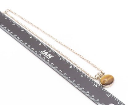 925 Sterling Silver Vintage Necklace ESPO SIG Oval Cabochon Tiger's Eye  NE4551