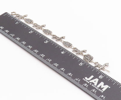 925 Sterling Silver Vintage Bracelet Antique Dark Tone Camel & Man Face  BT11309