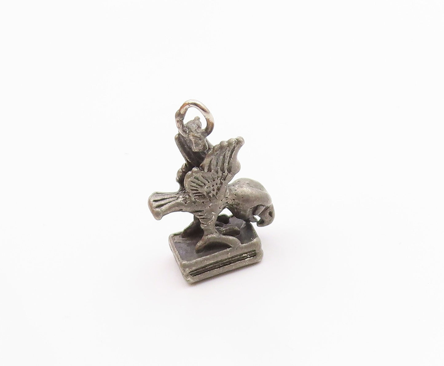925 Sterling Silver Vintage Dark Tone Petite Bird Statue Pendant  PT15966