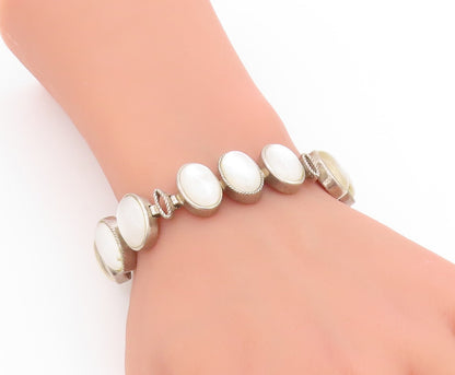 925 Sterling Silver Vintage Bracelet WHITNEY KELLY Cabochon Moonstone  BT11729