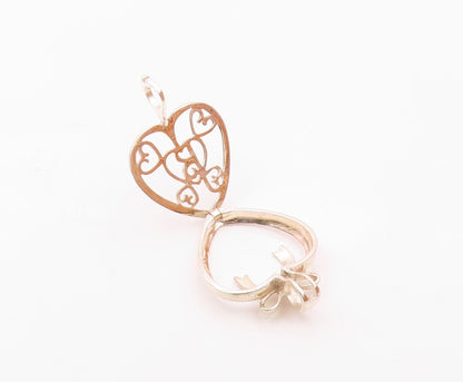 925 Silver  Vintage Genuine Diamonds Love Heart Pendant (OPENS)  PT17021