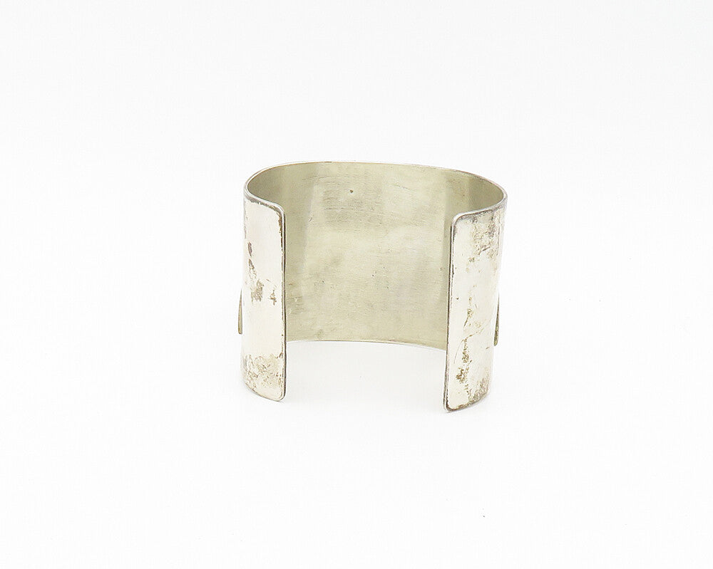 MEXICO 925 Sterling Silver  Vintage Two Tone Pattern Cuff Bracelet  BT7296