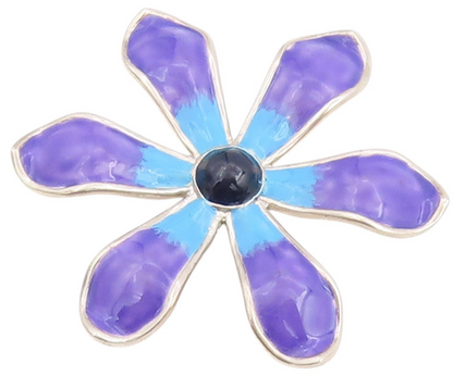925 Sterling Silver Vintage Pendant Cabochon Onyx Enameled Floral Petal  PT25165