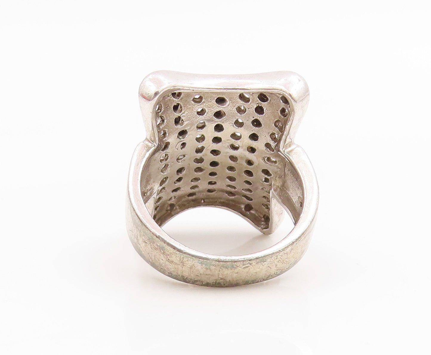 925 Sterling Silver Vintage Ring Classic Black Spinel & CZ Pave  Sz 5  RG35623