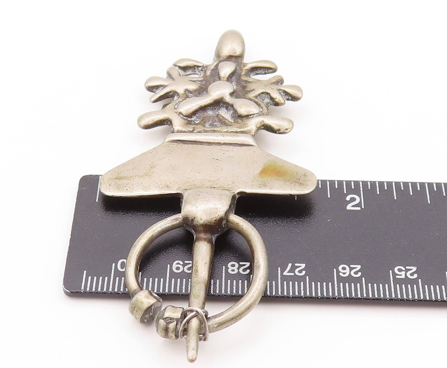 925 Sterling Silver Vintage Pendant Traditional North African Fibula  PT24237