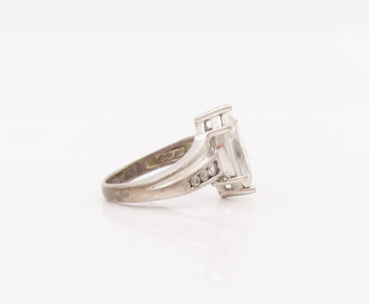 925 Sterling Silver Vintage Ring Marquise Cut CZ Wedding Ring  Sz 5 RG28104