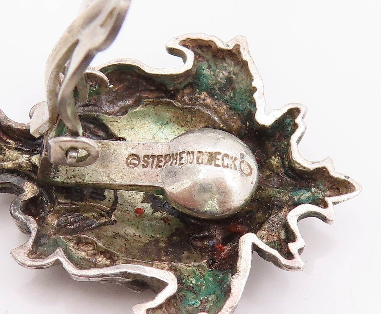 925 Sterling Silver Vintage Earrings STEPHEN DWECK Etched Floral Leaves  EG13665