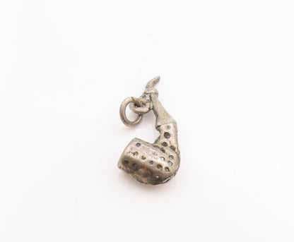 925 Sterling Silver Vintage Pendant Etched Dotted Piper Smoking Charm  PT24807