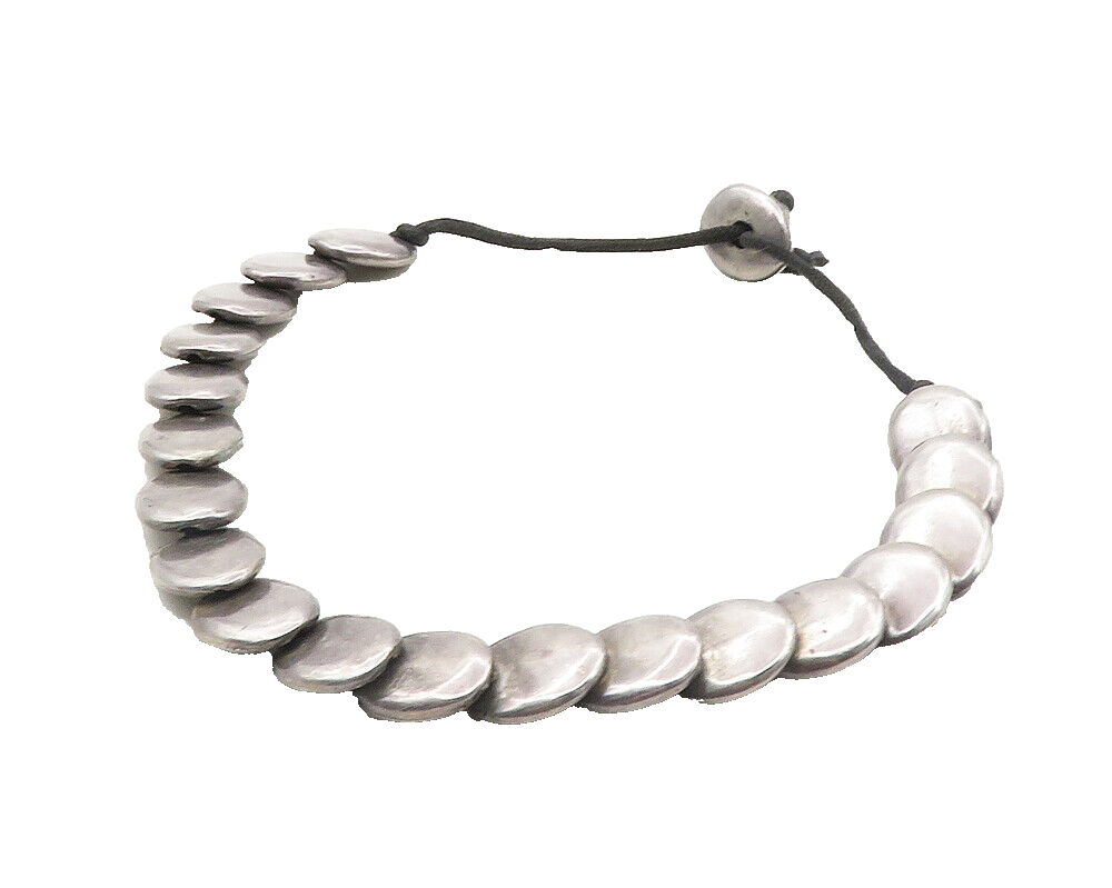 UNODE50 925 Sterling Silver  Vintage Dark Tone Oval Chain Bracelet  BT4192