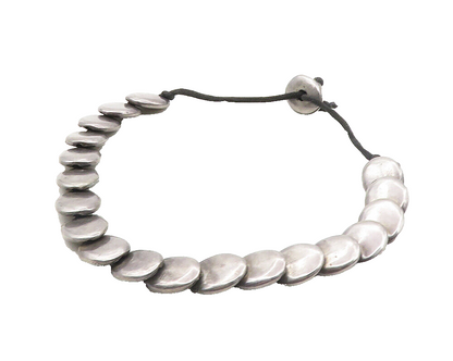 UNODE50 925 Sterling Silver  Vintage Dark Tone Oval Chain Bracelet  BT4192