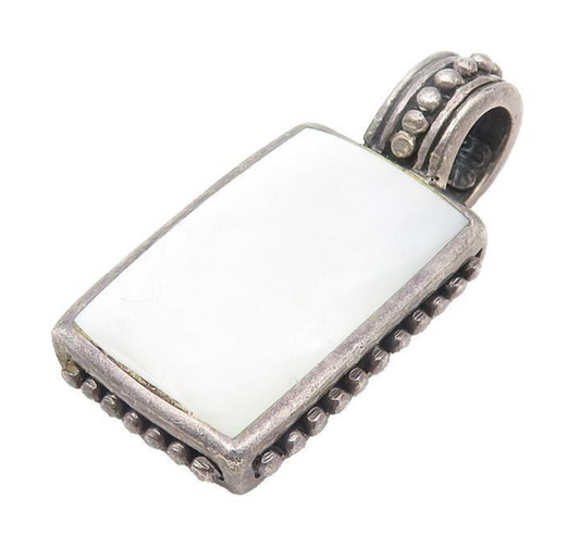 925 Sterling Silver  Vintage Mother Of Pearl Dark Tone Swirl Pendant  PT9157