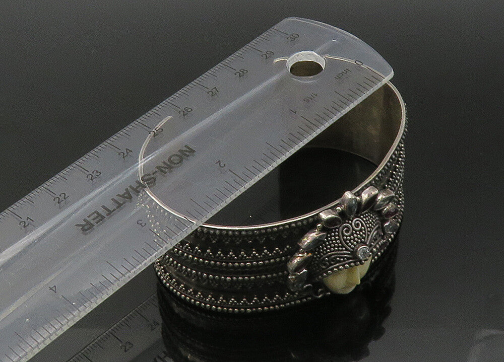 SAMUEL BENHAM 925 Silver  Vintage Amethyst & Topaz Face Cuff Bracelet  BT8706
