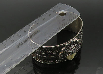 SAMUEL BENHAM 925 Silver  Vintage Amethyst & Topaz Face Cuff Bracelet  BT8706
