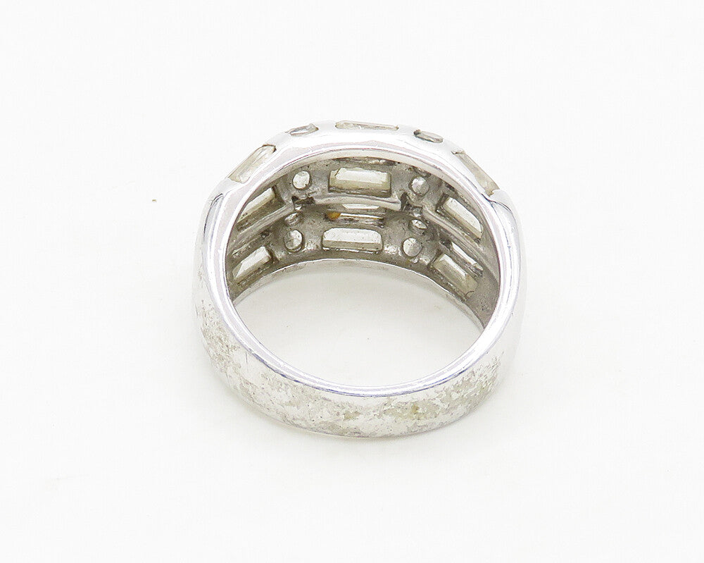 925 Sterling Silver  Vintage Multi Shape Topaz Dome Band Ring Sz 6  RG19277