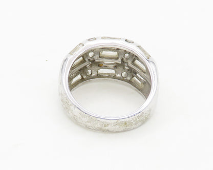 925 Sterling Silver  Vintage Multi Shape Topaz Dome Band Ring Sz 6  RG19277