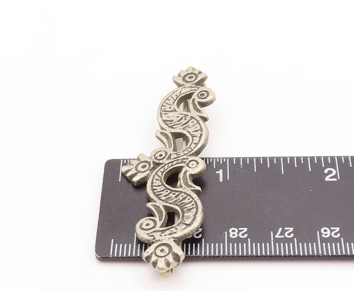 925 Sterling Silver Vintage Hair Clip Swirly Carved Floral Design  TR3805