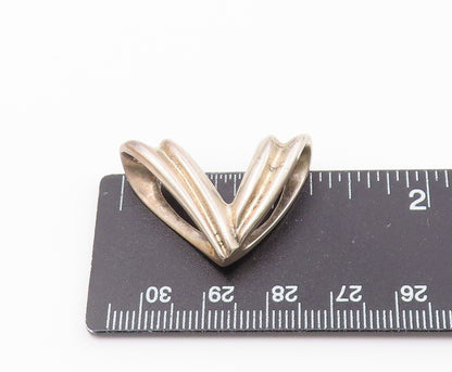 925 Sterling Silver  Vintage Designer Carved Swirled Heart Pendant  PT22386