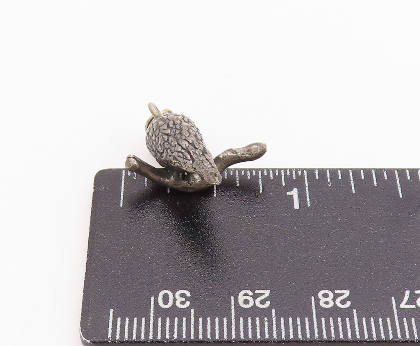 925 Sterling Silver Vintage Pendant Dark Tone 3D Carved Bird On Branch  PT24580