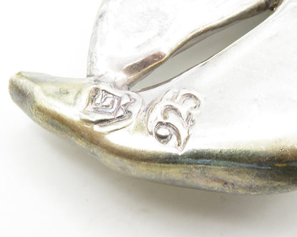 DESIGNER 925 Sterling Silver  Vintage Two Tone Sculpted Brooch Pin  BP7132