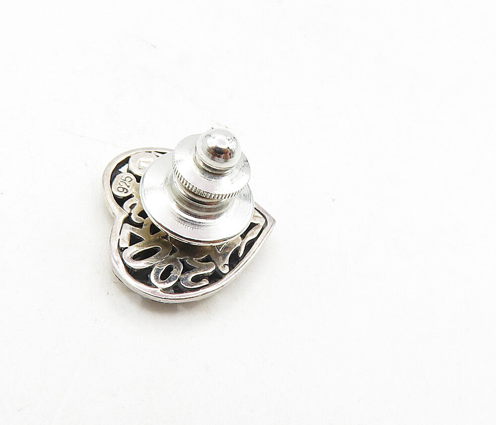 925 Sterling Silver  Vintage JOHN HARDY Solid Love Heart Lapel Pin  TR1494