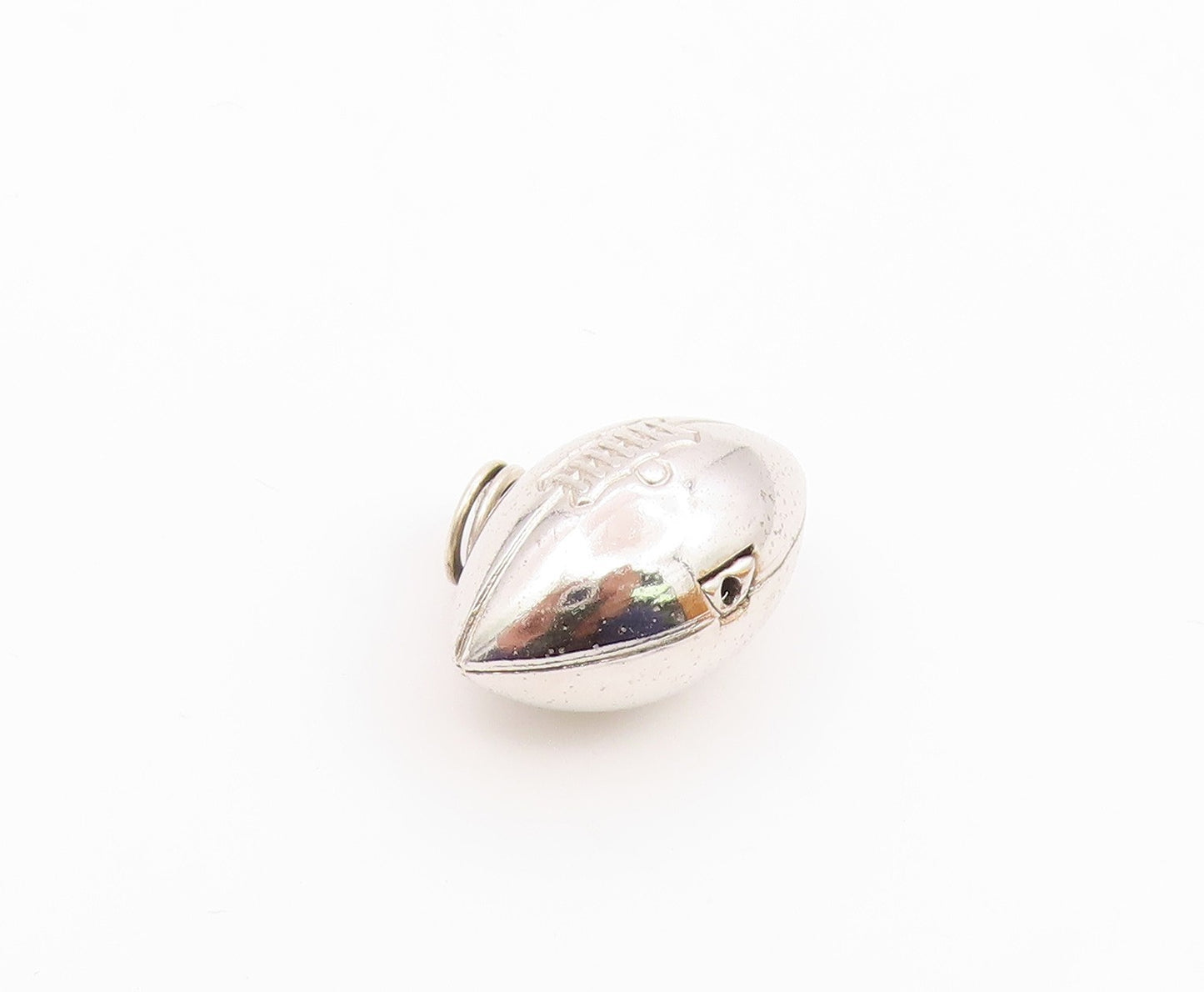 925 Sterling Silver  Vintage Shiny Hollow Football Motif Sport Pendant  PT6988