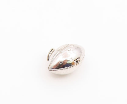 925 Sterling Silver  Vintage Shiny Hollow Football Motif Sport Pendant  PT6988