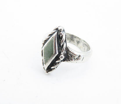 SOUTHWESTERN 925 Silver Vintage Inlaid Jasper Twist Band Ring Sz 5 RG5437