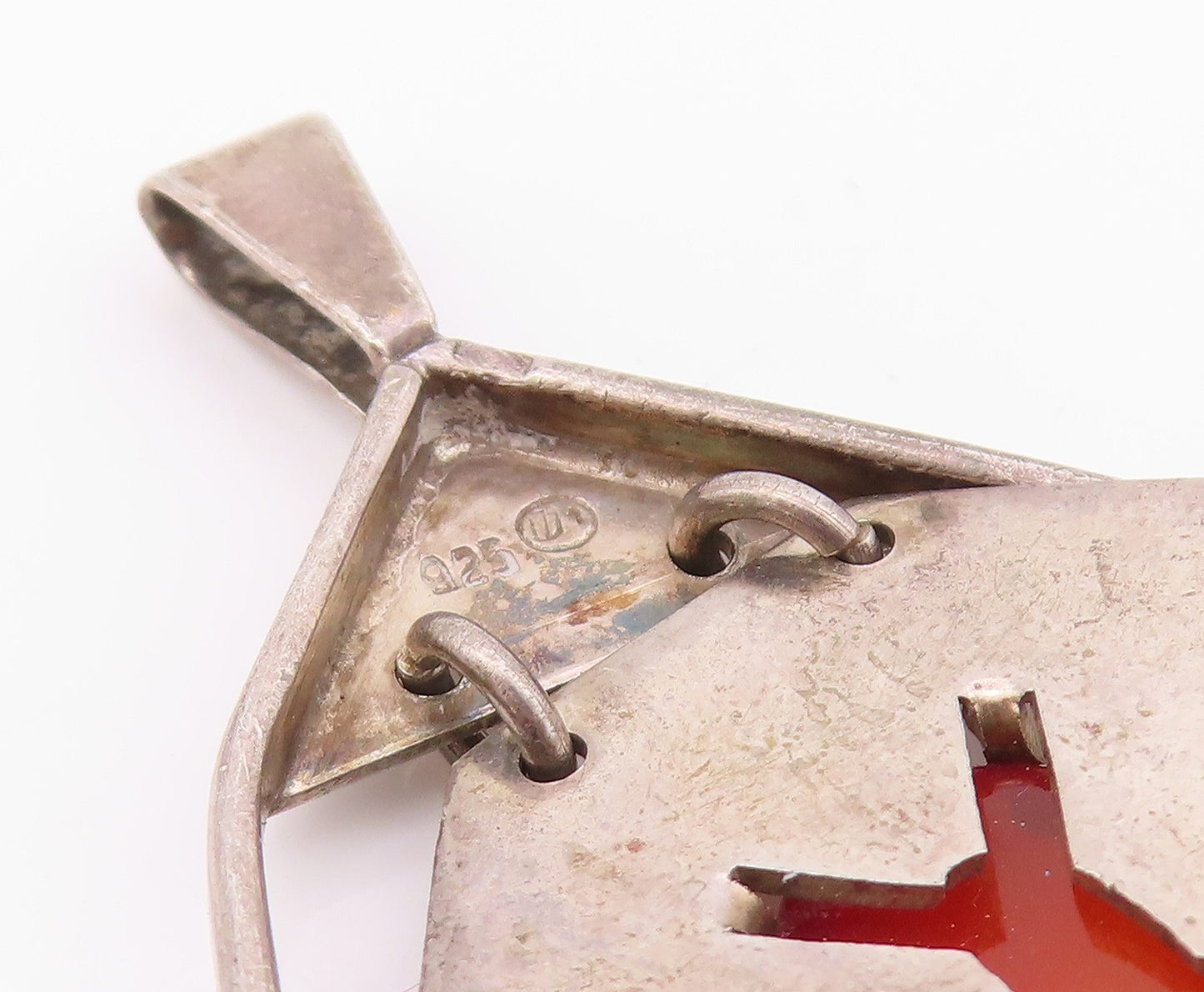 925 Sterling Silver Vintage Pendant EUROPE Antique Cabochon Carnelian  PT24295