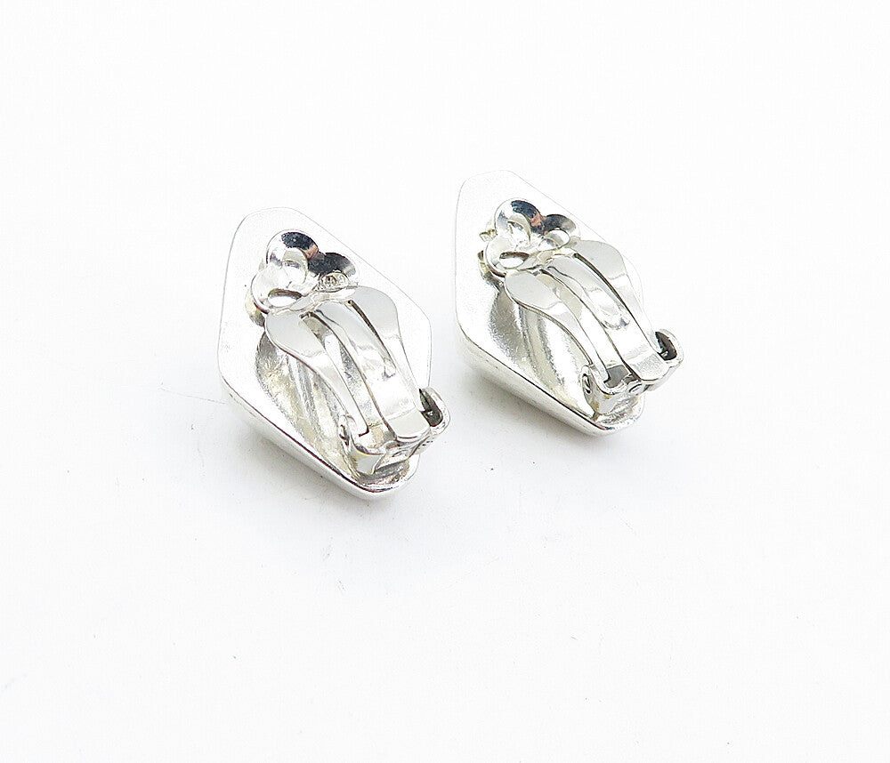 MEXICO 925 Sterling Silver  Vintage Shiny Hollow Non Pierce Earrings  EG2477
