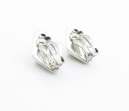 MEXICO 925 Sterling Silver  Vintage Shiny Hollow Non Pierce Earrings  EG2477