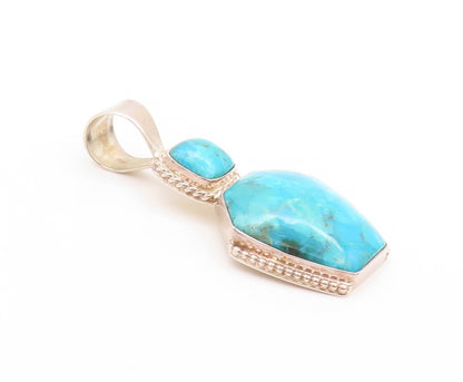 925 Sterling Silver Vintage Pendant DTR JAY KING Turquoise Geometric Cut PT24195
