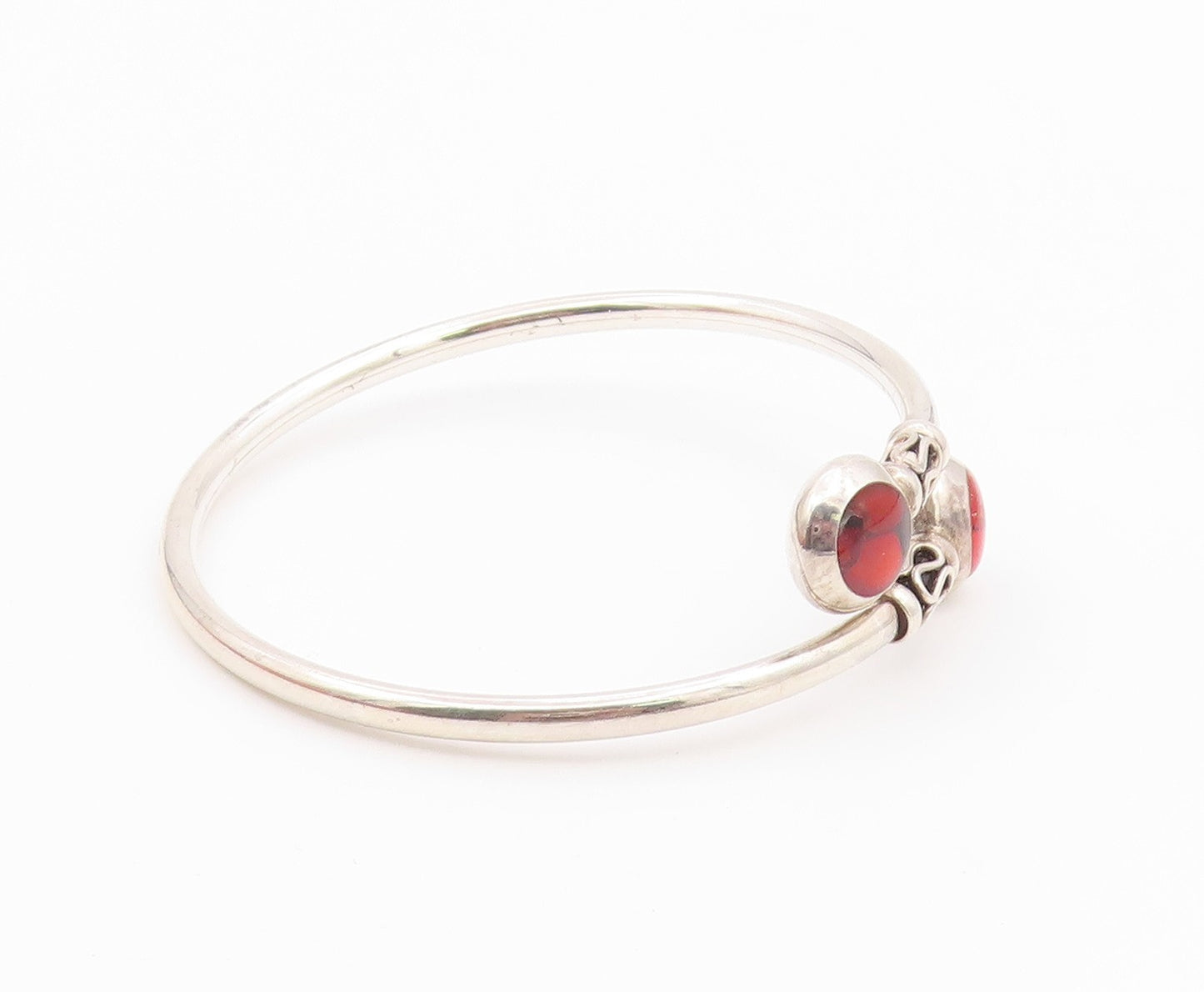 925 Sterling Silver  Vintage Smooth Swirl Detail Bypass Bangle Bracelet BT9280