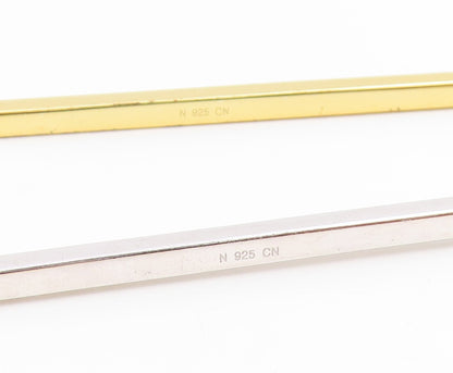 925 Sterling Silver Vintage Bracelet Two Tone Classic Sleek Bar Bangle  BT11916