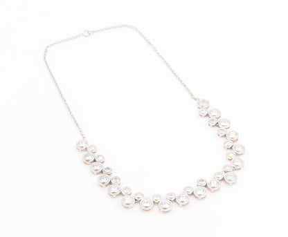 925 Sterling Silver Vintage Necklace Modern CZ Cascading Bubble Choker  NE4900