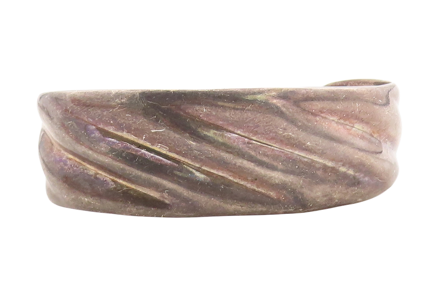 MEXICO 925 Sterling Silver  Vintage Dark Tone Fluted Cuff Bracelet  BT1452