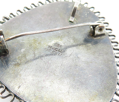 ISRAEL 925 Sterling Silver  Vintage Eilat & Petite Pearls Brooch Pin  BP1581