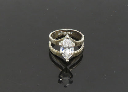 925 Silver  Vintage Marquise Cut Cubic Zirconia Cocktail Ring Sz 7  RG21613