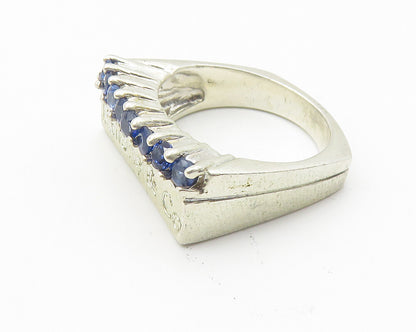 TALLONE & CO. 925 Sterling Silver  Blue Topaz Stamped Band Ring Sz 6  RG10290