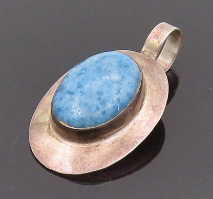 NAVAJO 925 Silver  Vintage Native American Trolleite Oval Pendant  PT22168
